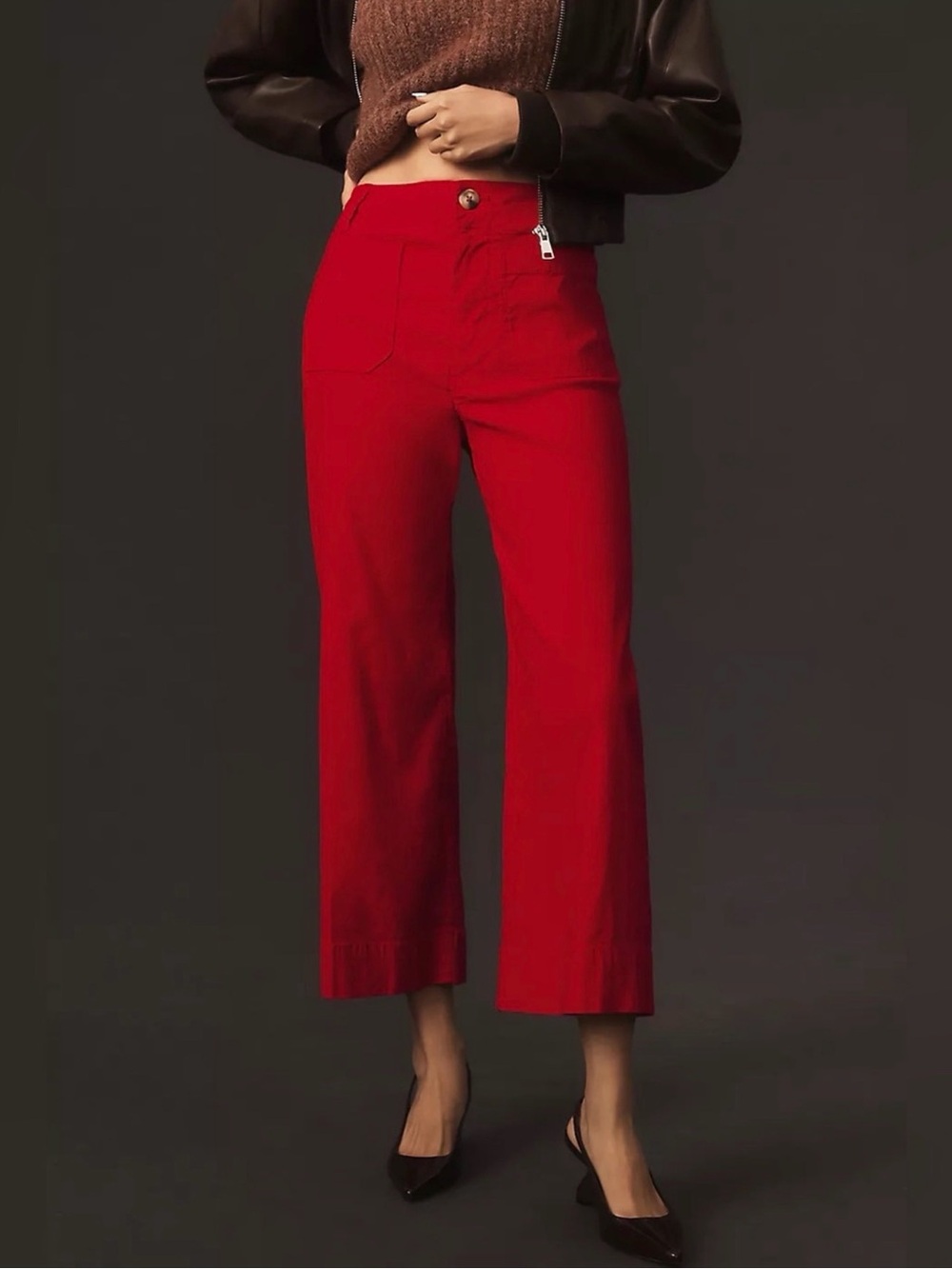 Anthropologie Maeve Colette High-Rise Wide-Leg Pants in Red | 30 NWOT